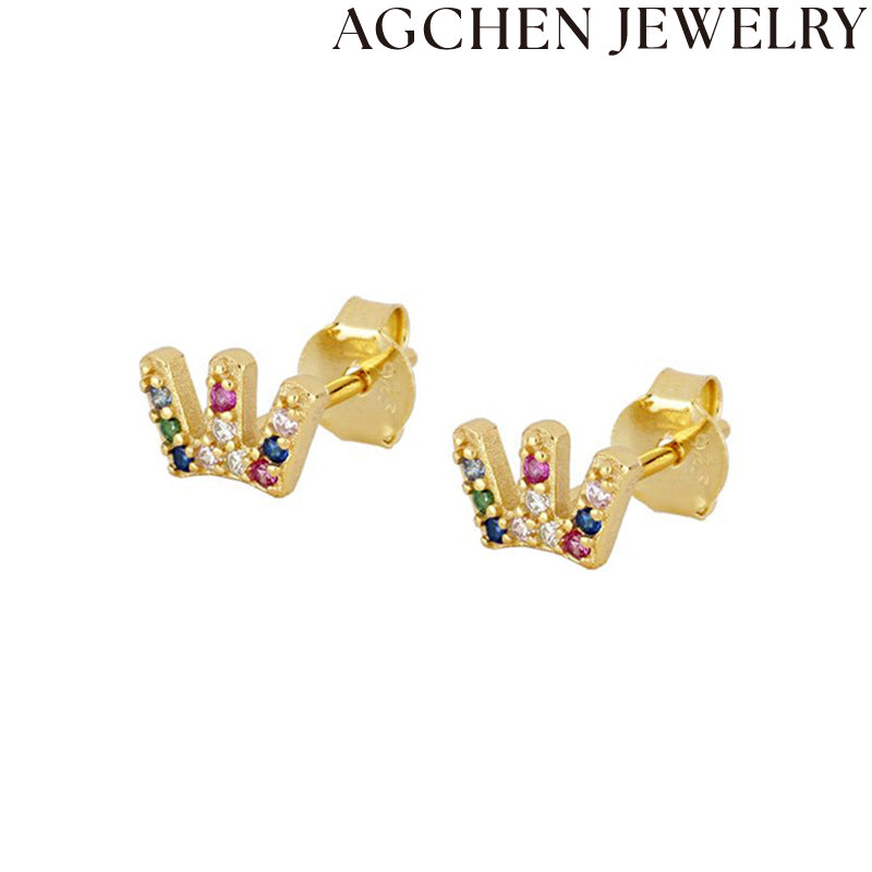 AG Colorful Crown Stud Earrings