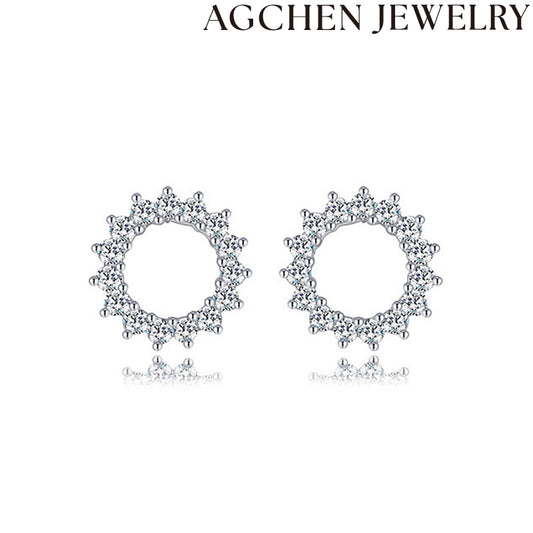 AG Sunflower Zircon Stud Earrings
