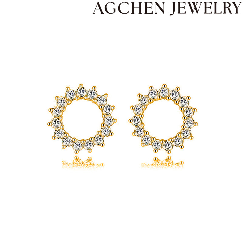AG Sunflower Zircon Stud Earrings