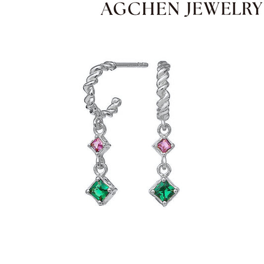 AG Kvadrataj Zirkonaj C-Formaj Orelornamaĵoj