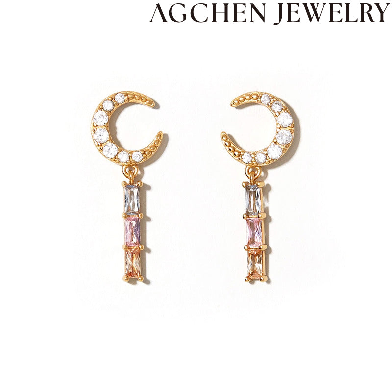 AG Moon Zirconia Earrings