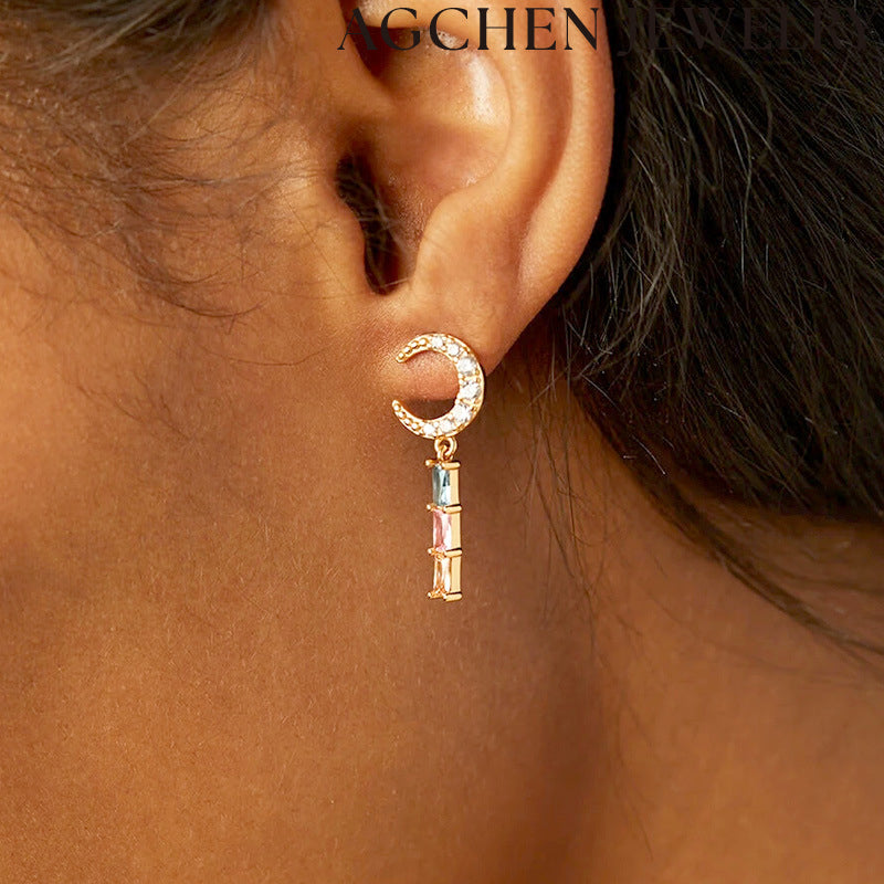 AG Moon Zirconia Earrings