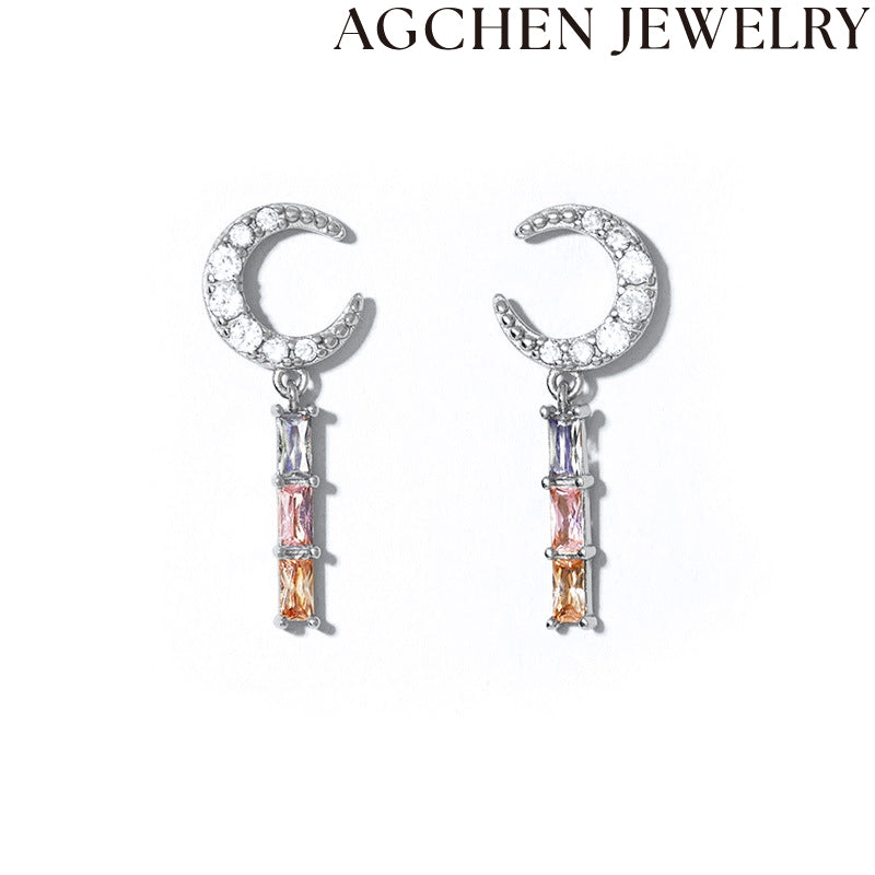 AG Moon Zirconia Earrings