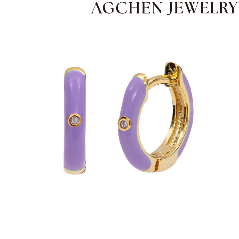 AG Elegant Purple Zirconia Earrings for Women