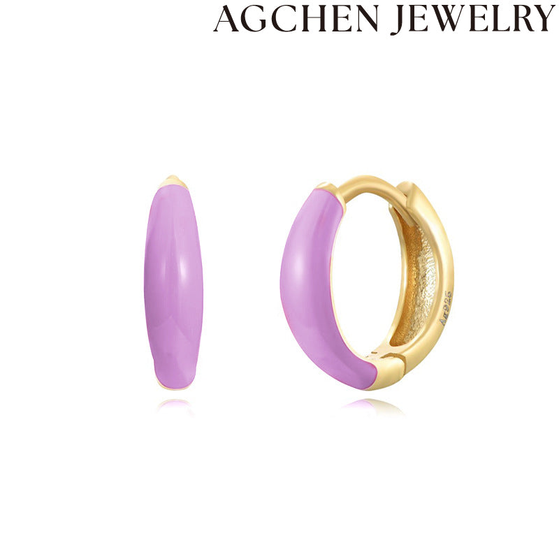 AG Adorable Purple Enamel Earrings