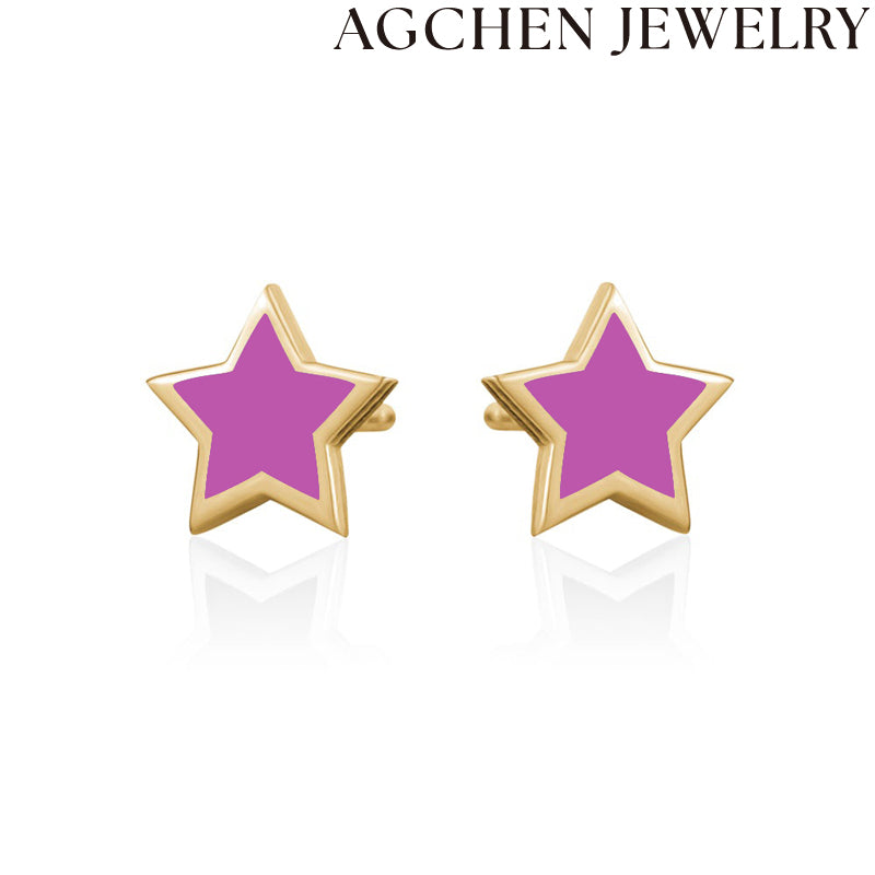 AG Adorable Purple Star Stud Earrings