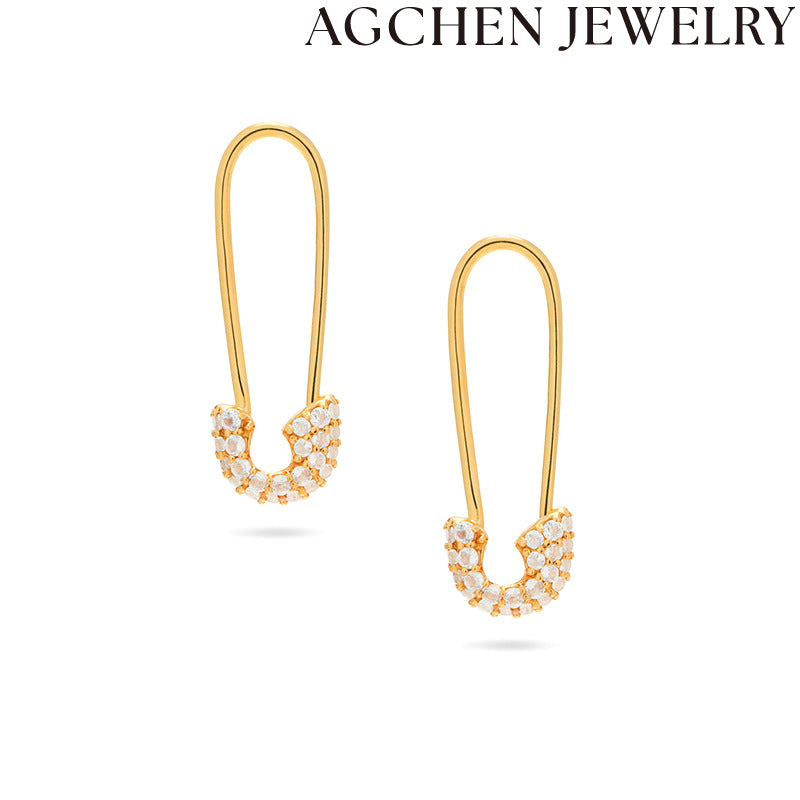 AG White Zirconia Stud Earrings