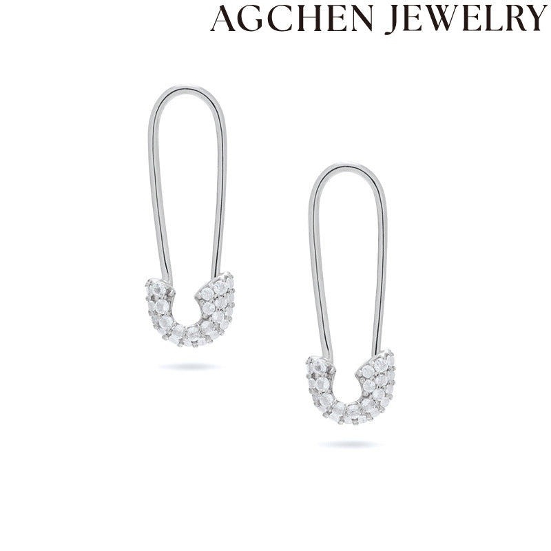 AG White Zirconia Stud Earrings