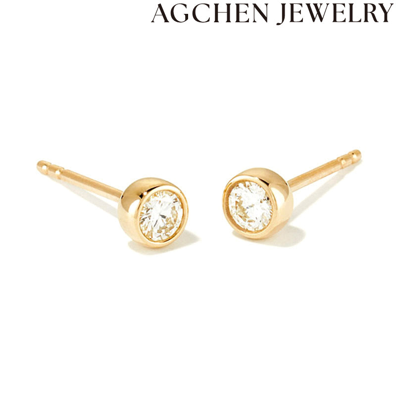 AG Round Zirconia Stud Earrings