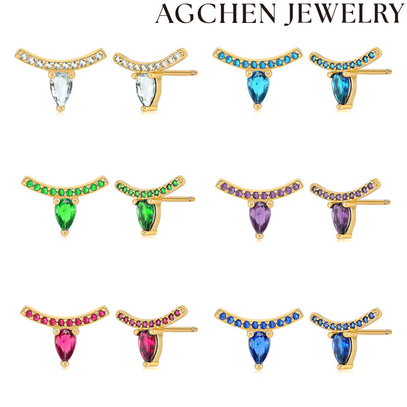 AG Women's Multicolored Zirconia Stud Earrings