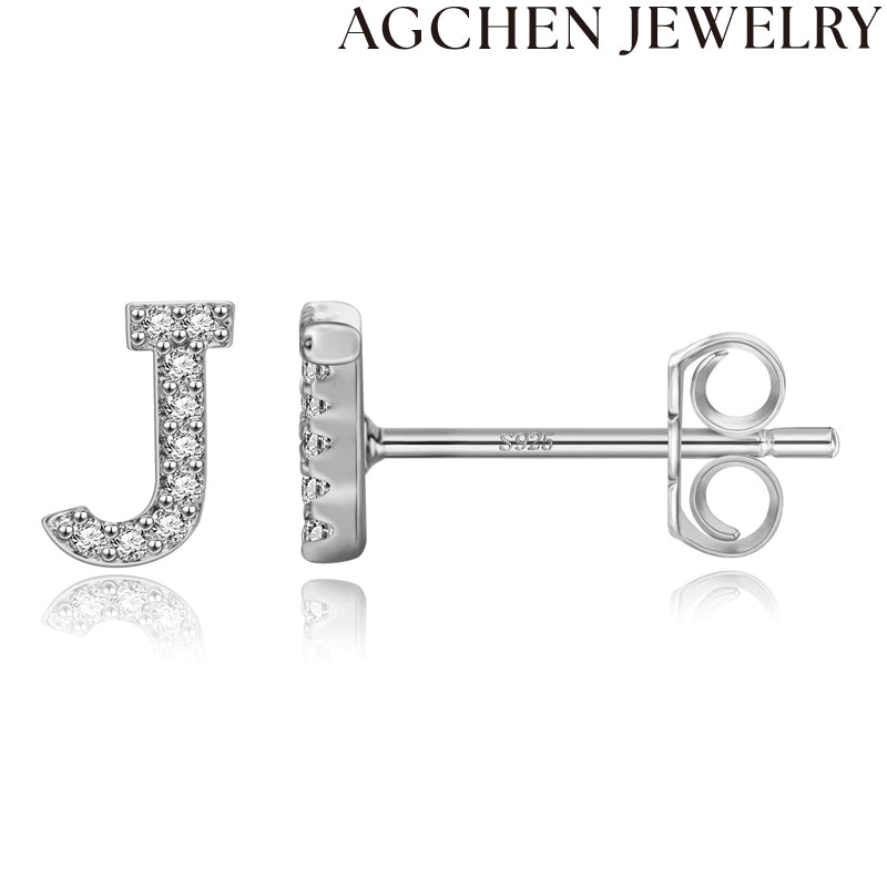 AG Letter Initial Zircon Stud Earrings
