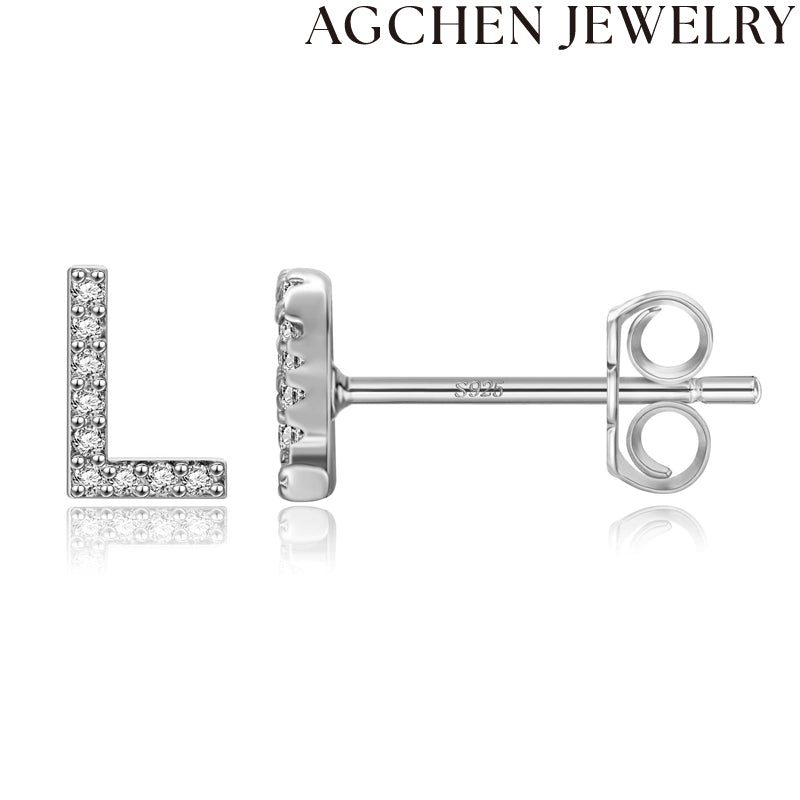AG Letter Initial Zircon Stud Earrings