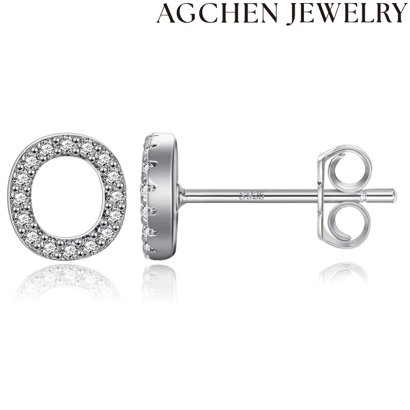 AG Letter Initial Zircon Stud Earrings
