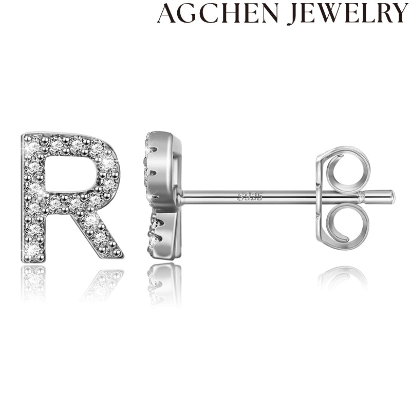 AG Letter Initial Zircon Stud Earrings
