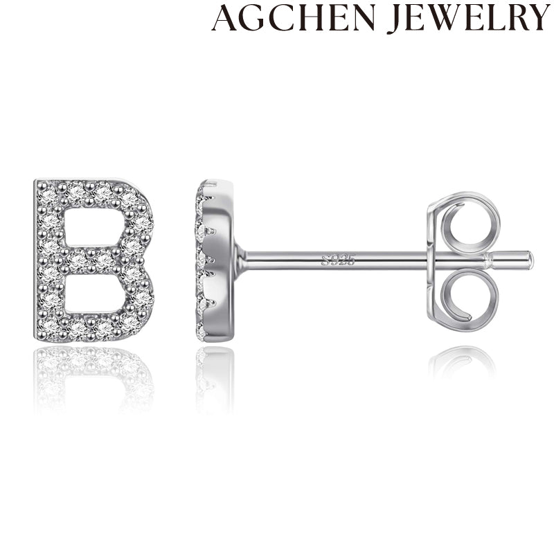 AG Letter Initial Zircon Stud Earrings