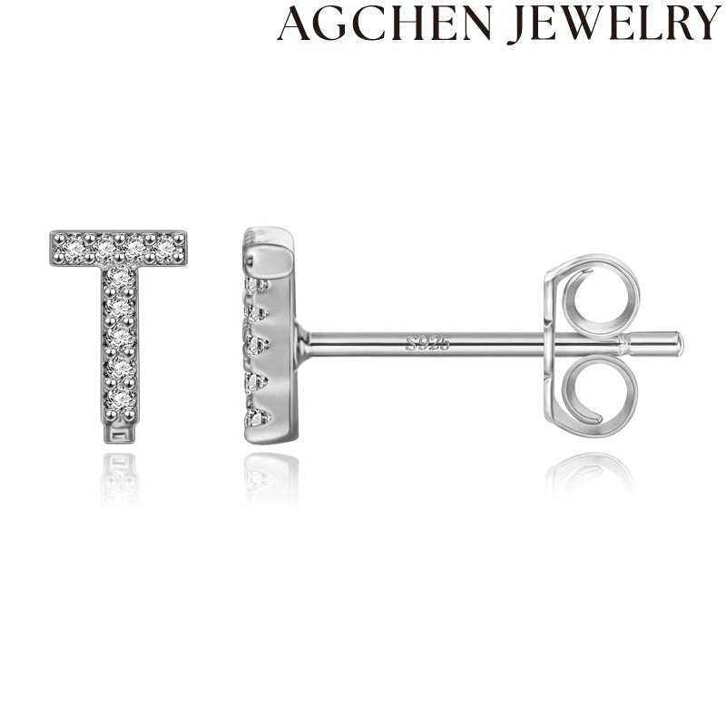 AG Letter Initial Zircon Stud Earrings