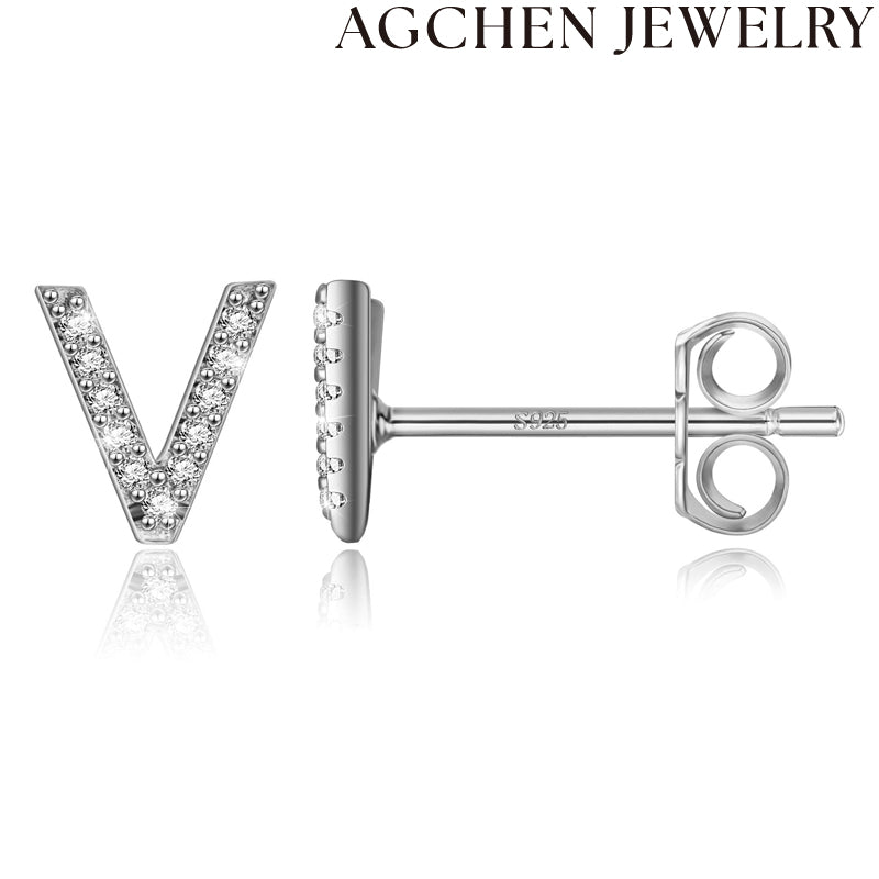 AG Letter Initial Zircon Stud Earrings