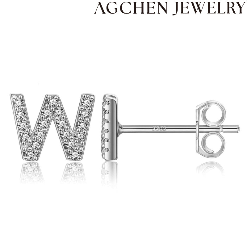AG Letter Initial Zircon Stud Earrings