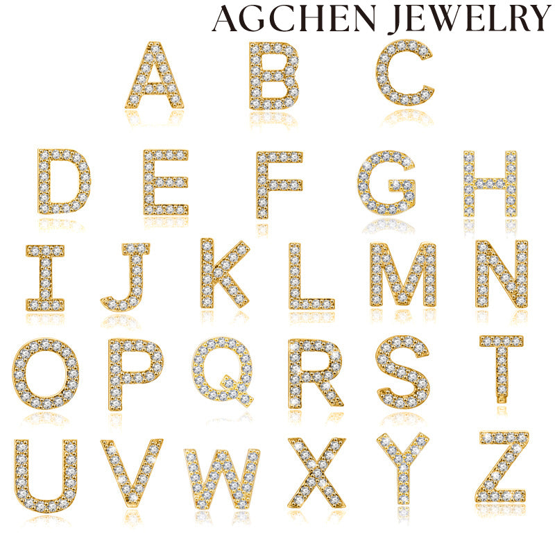 AG Letter Initial Zircon Stud Earrings