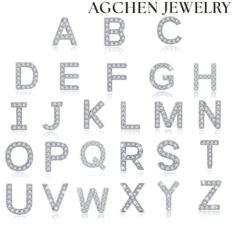 AG Letter Initial Zircon Stud Earrings