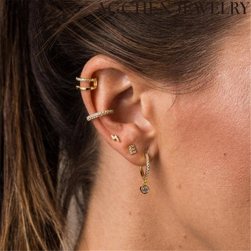 AG Letter Initial Zircon Stud Earrings