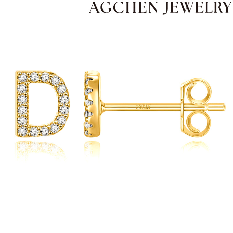 AG Letter Initial Zircon Stud Earrings