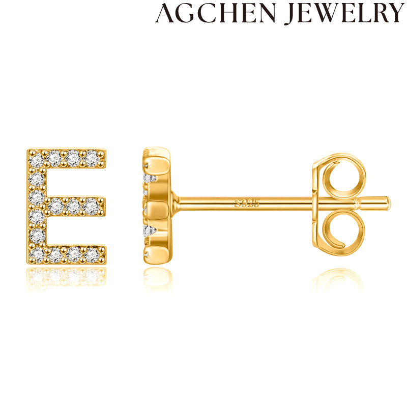 AG Letter Initial Zircon Stud Earrings
