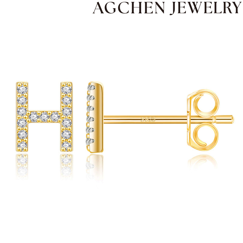 AG Letter Initial Zircon Stud Earrings