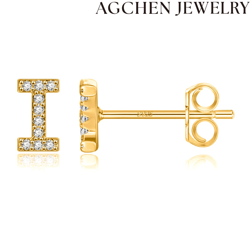 AG Letter Initial Zircon Stud Earrings