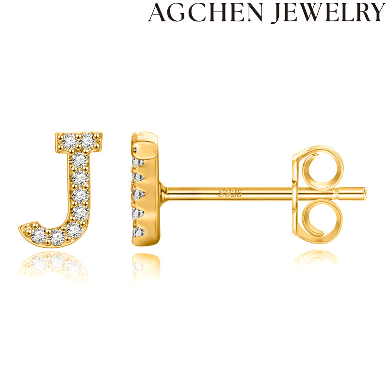 AG Letter Initial Zircon Stud Earrings