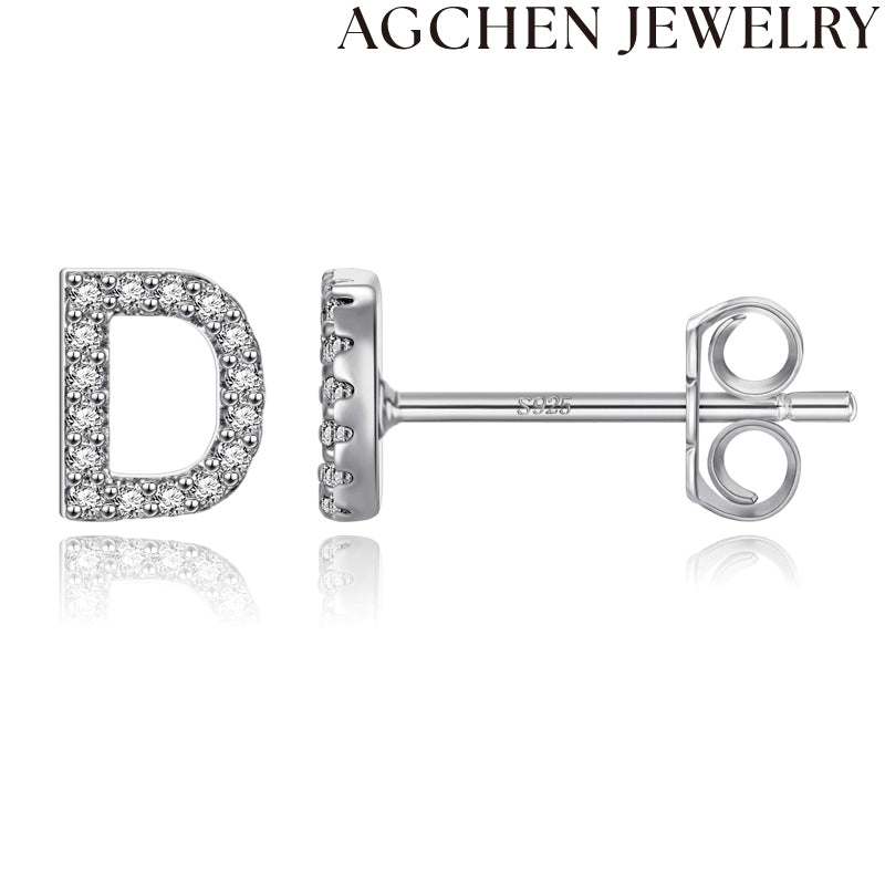 AG Letter Initial Zircon Stud Earrings