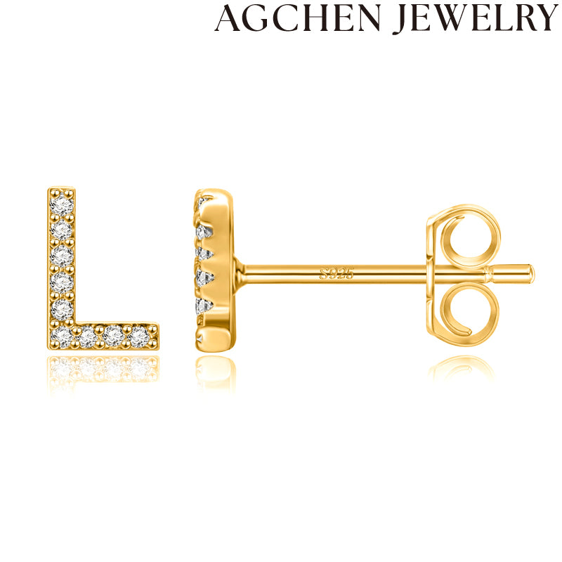 AG Letter Initial Zircon Stud Earrings