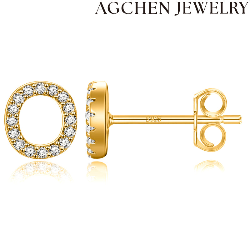 AG Letter Initial Zircon Stud Earrings