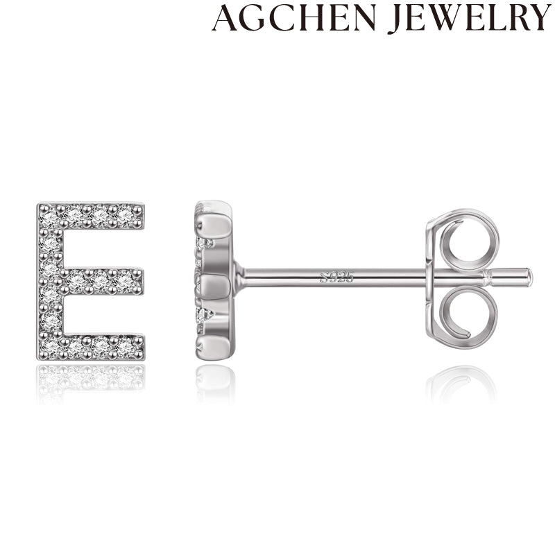 AG Letter Initial Zircon Stud Earrings