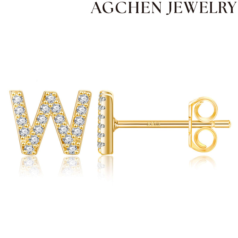 AG Letter Initial Zircon Stud Earrings