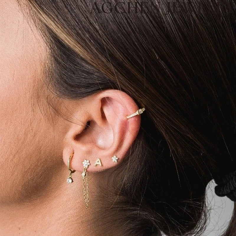 AG Letter Initial Zircon Stud Earrings