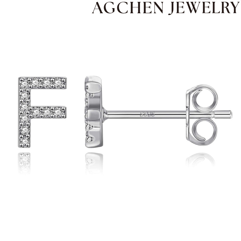 AG Letter Initial Zircon Stud Earrings