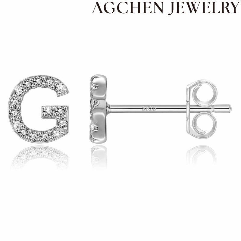 AG Letter Initial Zircon Stud Earrings
