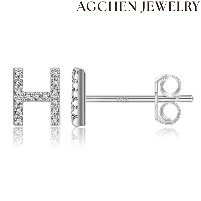 AG Letter Initial Zircon Stud Earrings