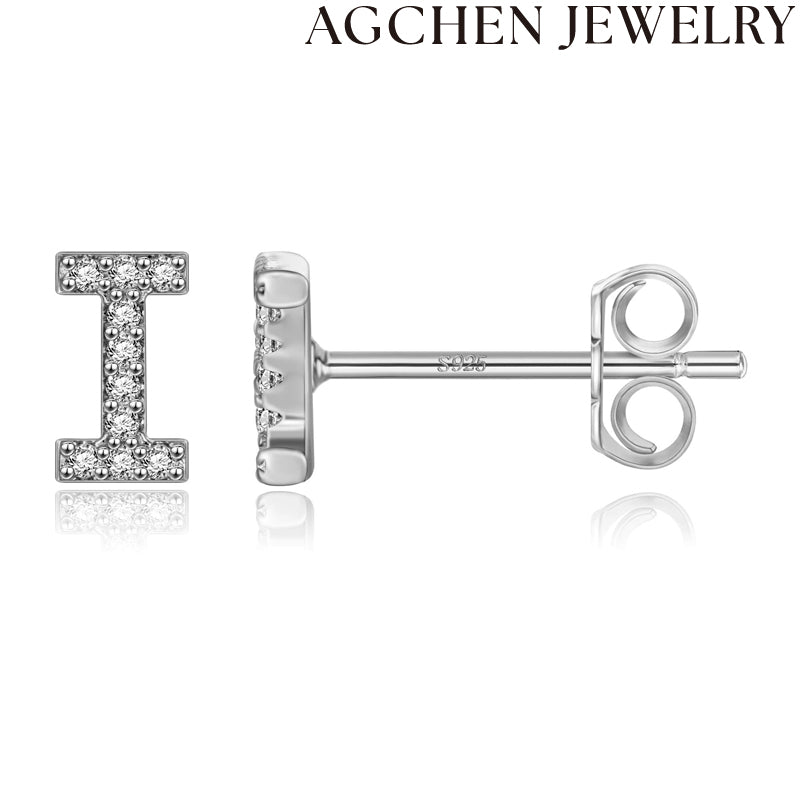 AG Letter Initial Zircon Stud Earrings