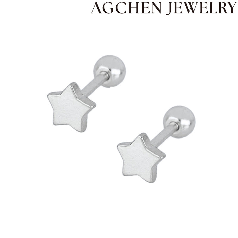 AG Minimalist Pentagram Stud Earrings