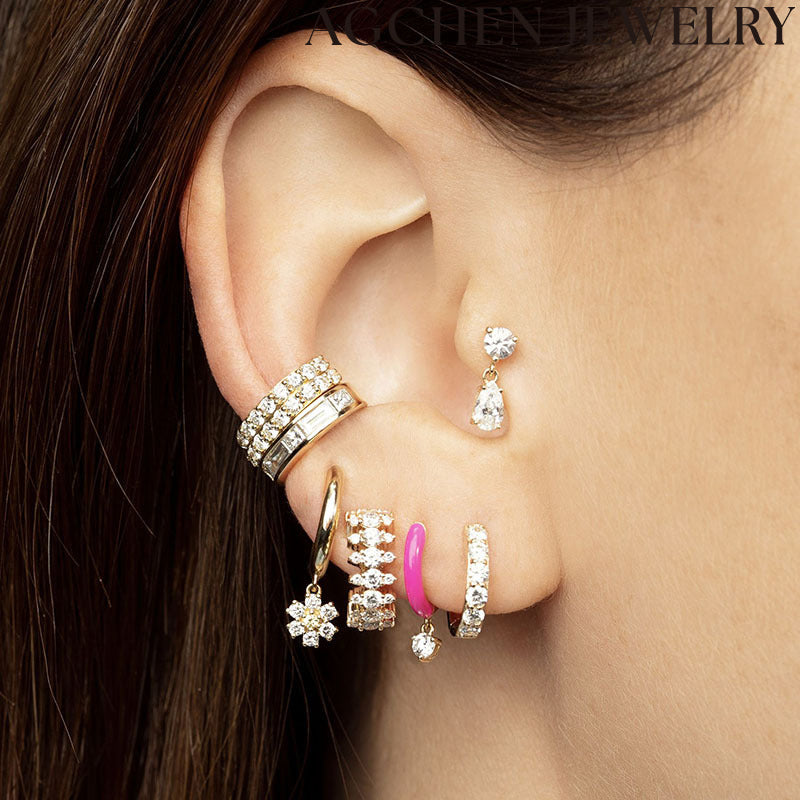 AG Colorful Enamel and White Zirconia Earrings