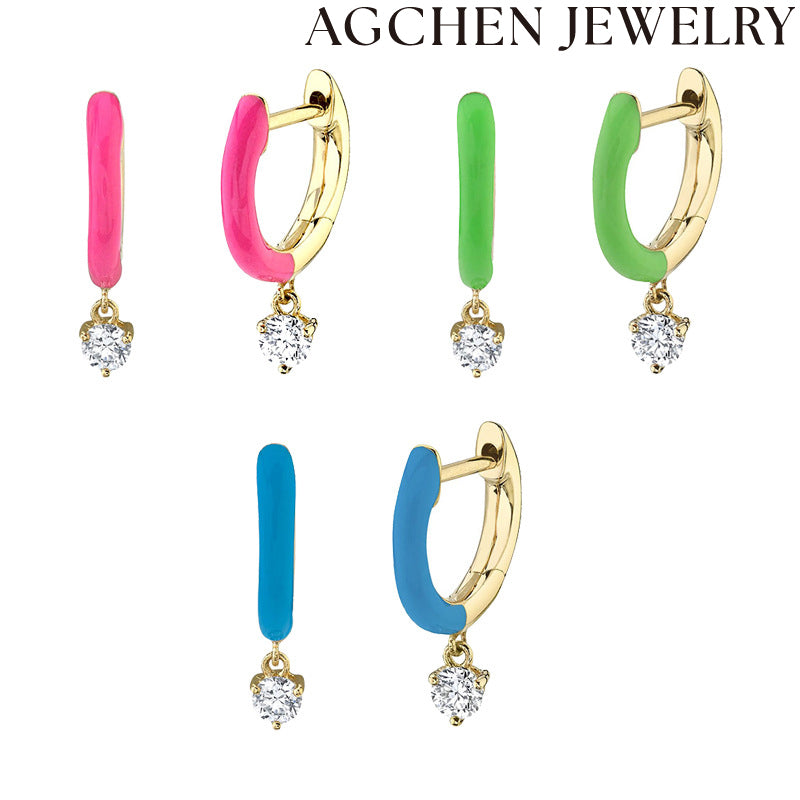 AG Colorful Enamel and White Zirconia Earrings