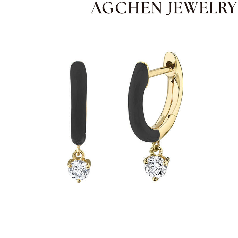 AG Colorful Enamel and White Zirconia Earrings