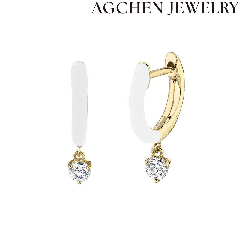 AG Colorful Enamel and White Zirconia Earrings