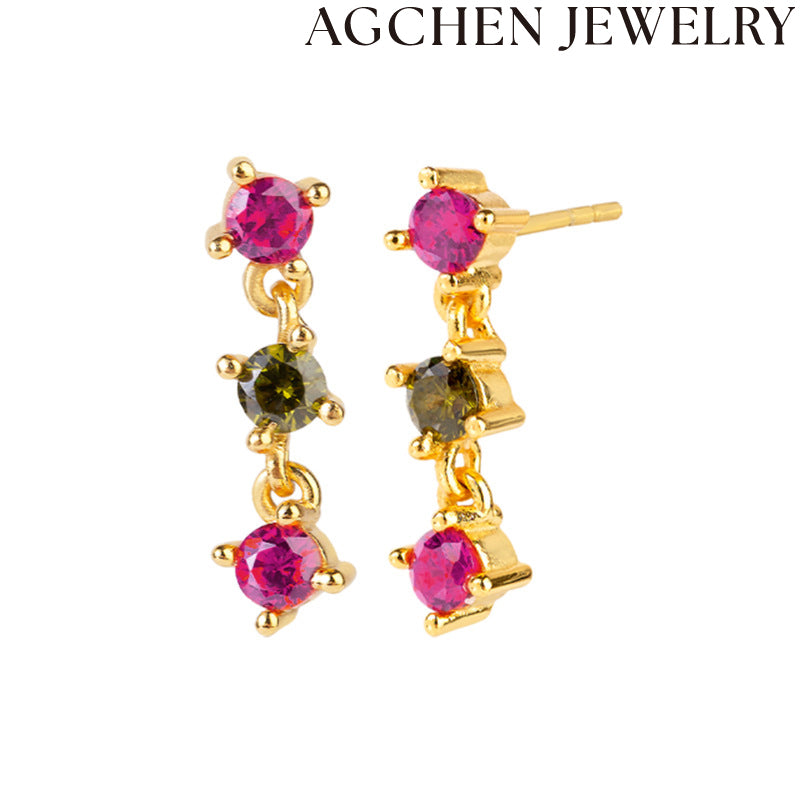 AG Multicolor Irregular Zirconia Earrings