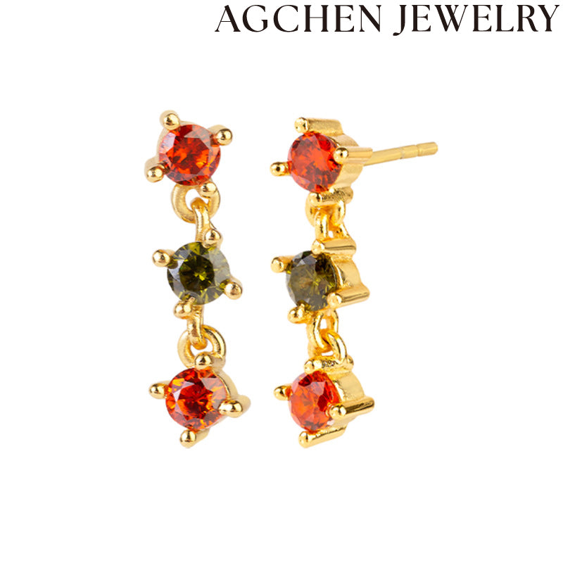 AG Multicolor Irregular Zirconia Earrings