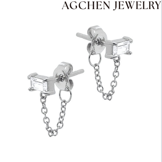 AG Rektangulaj Zirkonaj Ĉenaj Orelornamaĵoj