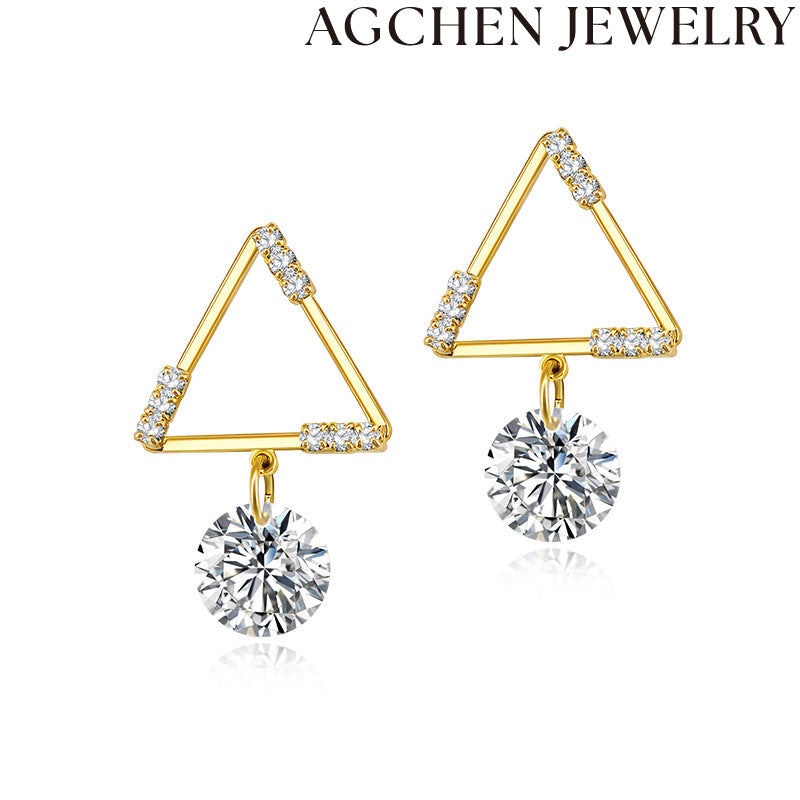 AG Triangle Zirconia Earrings