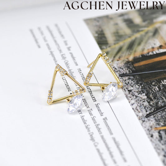 AG Triangle Zirconia Earrings